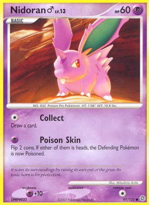Nidoran ♂ Pokémon card from Secret Wonders, number 97 (Standard print)