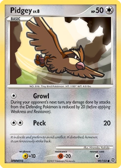 Pidgey Pokémon card, number 99