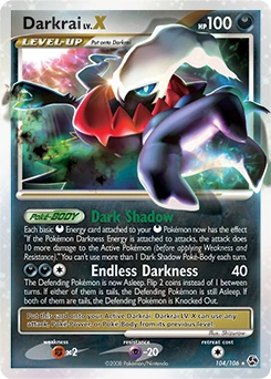 Darkrai LV.X Pokémon card, number 104