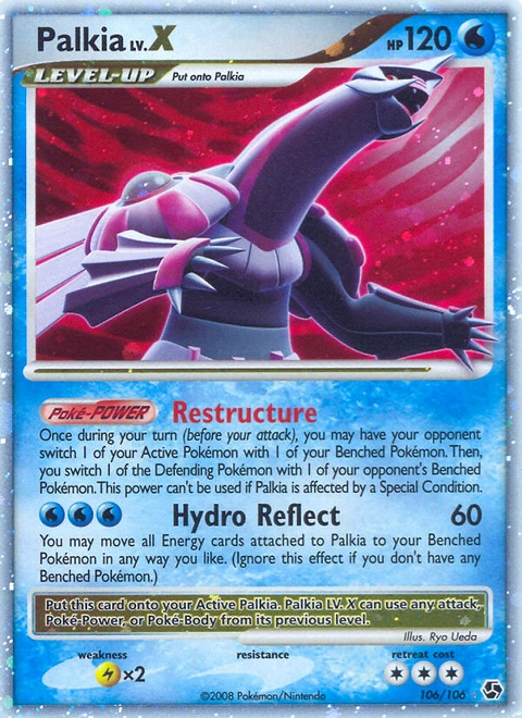 Palkia LV.X Pokémon card from Great Encounters, number 106 (Holo print)
