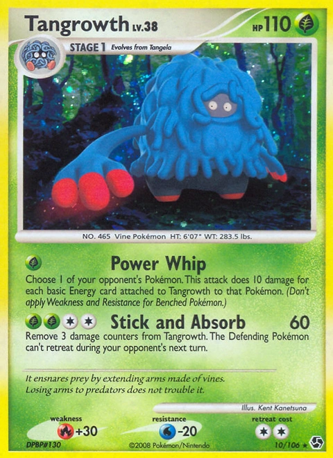 Tangrowth Pokémon card from Great Encounters, number 10 (Holo print)