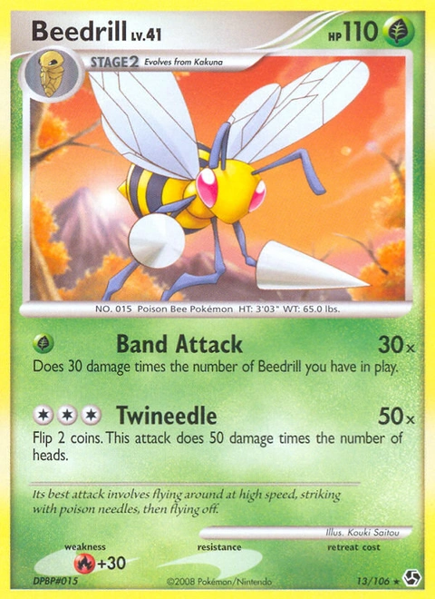Beedrill Pokémon card from Great Encounters, number 13 (Standard print)