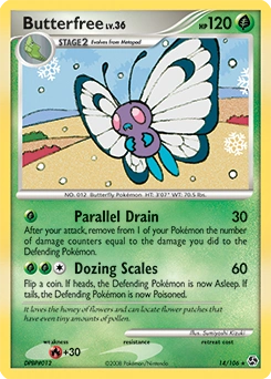 Butterfree Pokémon card, number 14