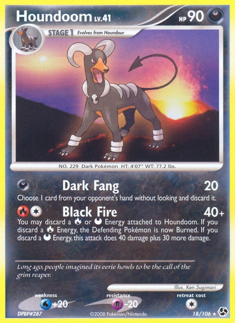 Houndoom Pokémon card from Great Encounters, number 18 (Standard print)