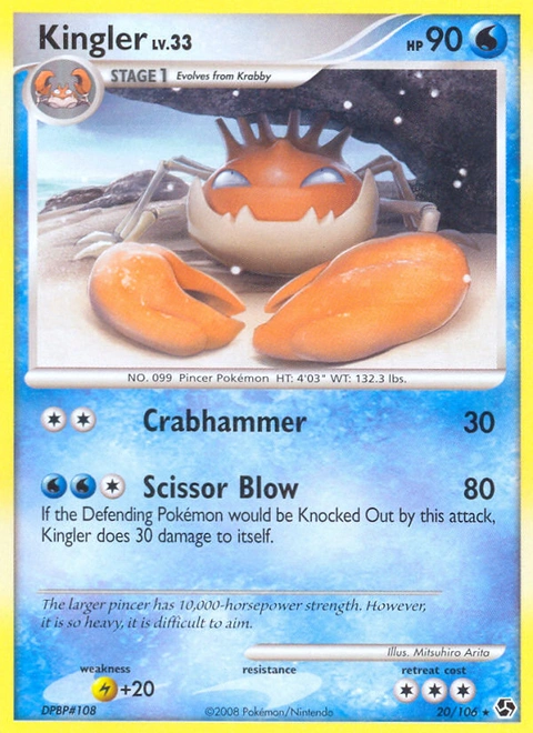 Kingler Pokémon card from Great Encounters, number 20 (Standard print)
