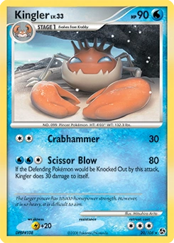 Kingler Pokémon card, number 20