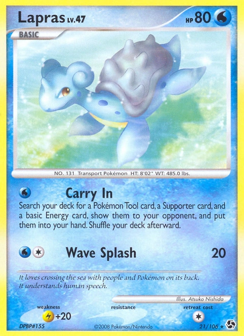 Lapras Pokémon card from Great Encounters, number 21 (Standard print)