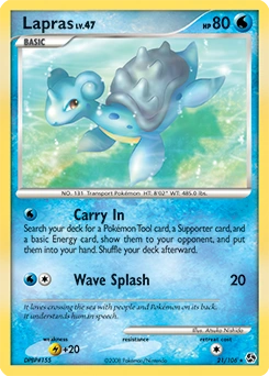 Lapras Pokémon card, number 21
