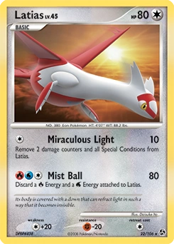 Latias Pokémon card, number 22