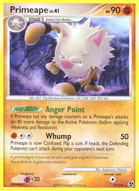 Primeape Pokémon card from Great Encounters, number 27 (Standard print)