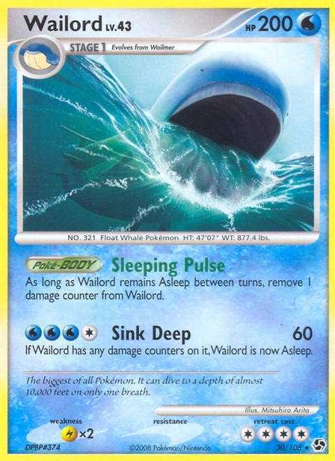 Wailord Pokémon card from Great Encounters, number 30 (Standard print)