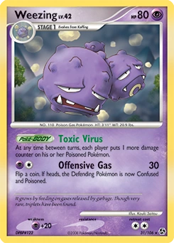 Weezing Pokémon card, number 31