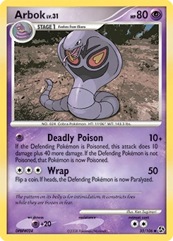 Arbok Pokémon card, number 33