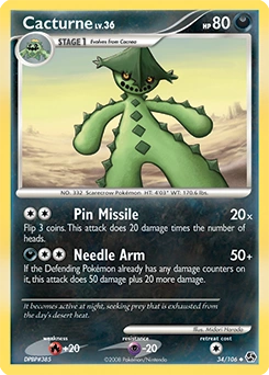 Cacturne Pokémon card, number 34