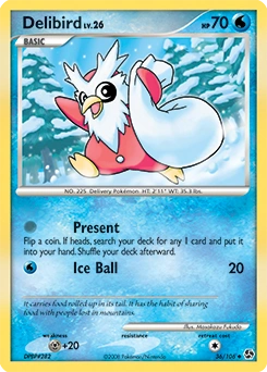 Delibird Pokémon card, number 36