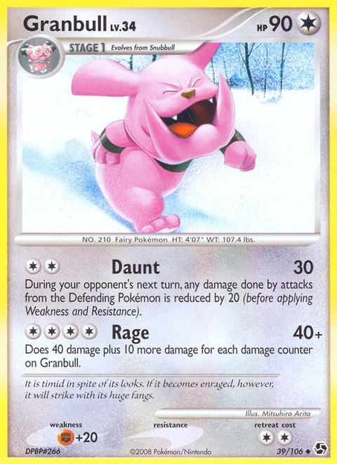 Granbull Pokémon card from Great Encounters, number 39 (Standard print)
