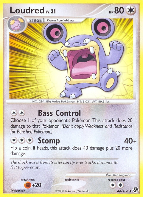 Loudred Pokémon card from Great Encounters, number 44 (Standard print)