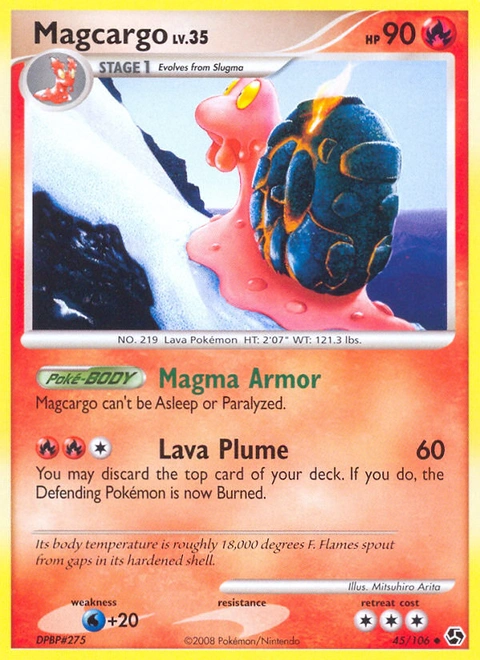 Magcargo Pokémon card from Great Encounters, number 45 (Standard print)