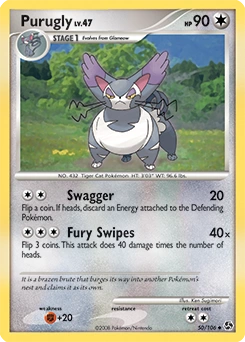 Purugly Pokémon card, number 50