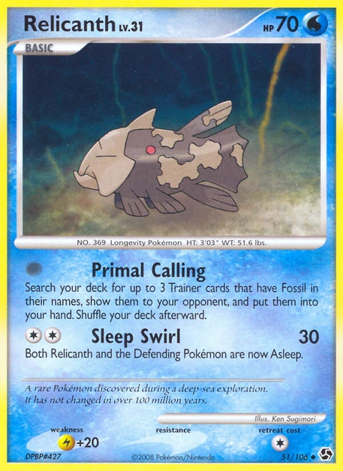 Relicanth Pokémon card from Great Encounters, number 51 (Standard print)