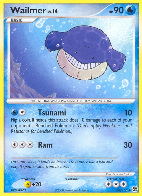 Wailmer Pokémon card from Great Encounters, number 58 (Standard print)