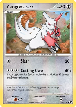 Zangoose Pokémon card, number 59