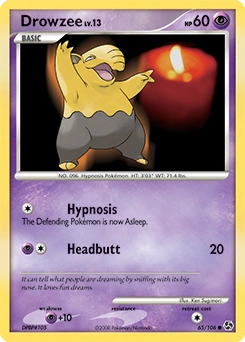 Drowzee Pokémon card, number 65