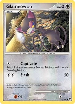 Glameow Pokémon card, number 68