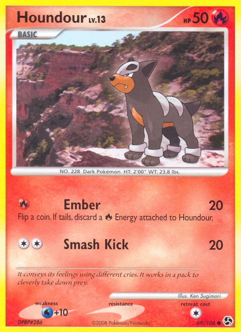 Houndour Pokémon card from Great Encounters, number 69 (Standard print)