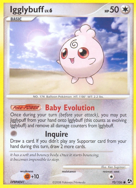 Igglybuff Pokémon card from Great Encounters, number 70 (Standard print)