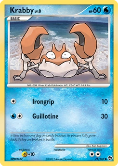 Krabby Pokémon card, number 75