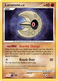Lunatone Pokémon card, number 76