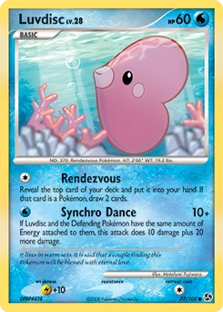 Luvdisc Pokémon card, number 77