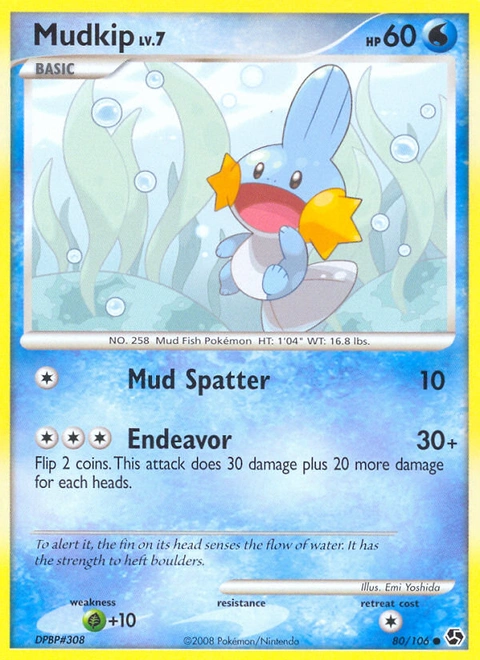 Mudkip Pokémon card from Great Encounters, number 80 (Standard print)