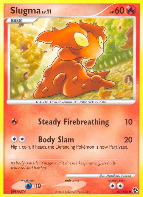 Slugma Pokémon card from Great Encounters, number 83 (Standard print)