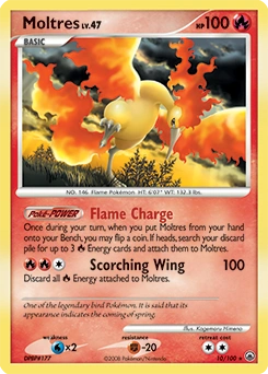 Moltres Pokémon card, number 10
