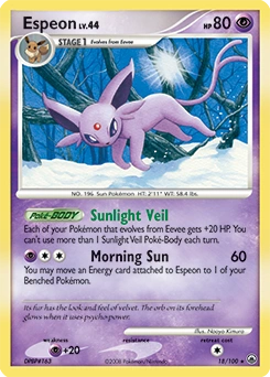 Espeon Pokémon card, number 18