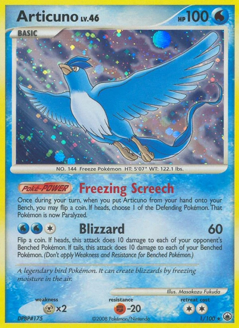 Articuno Pokémon card from Majestic Dawn, number 1 (Holo print)