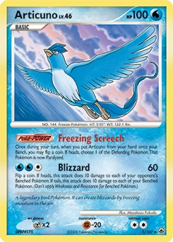 Articuno Pokémon card, number 1