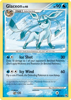Glaceon Pokémon card, number 20