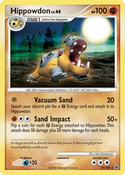 Hippowdon Pokémon card, number 21