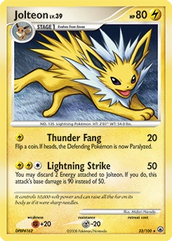 Jolteon Pokémon card, number 23