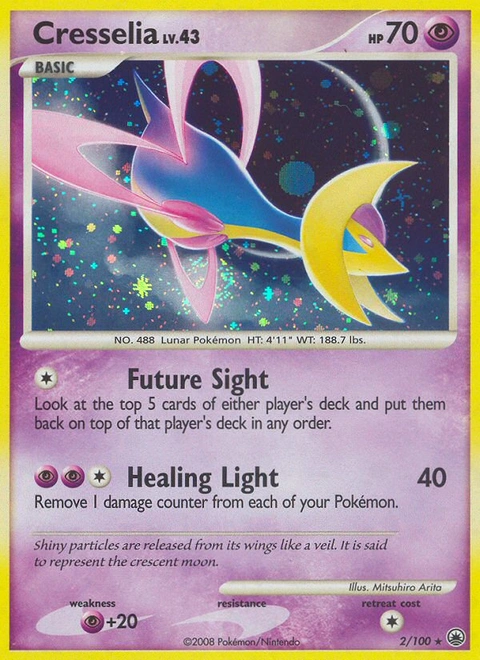 Cresselia Pokémon card from Majestic Dawn, number 2 (Holo print)