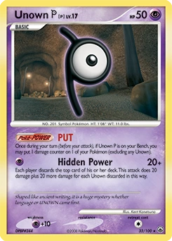 Unown [P] Pokémon card, number 33
