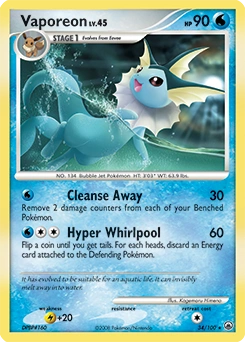Vaporeon Pokémon card, number 34