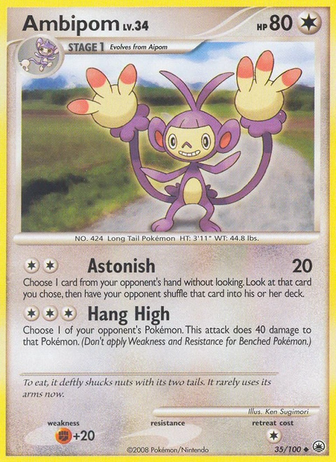 Ambipom Pokémon card from Majestic Dawn, number 35 (Standard print)