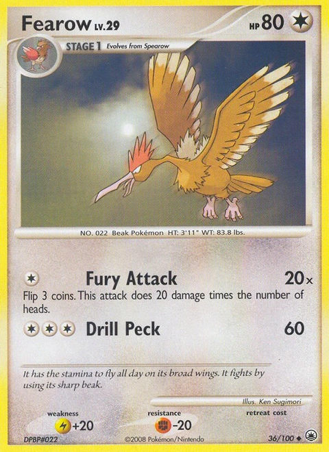 Fearow Pokémon card from Majestic Dawn, number 36 (Standard print)