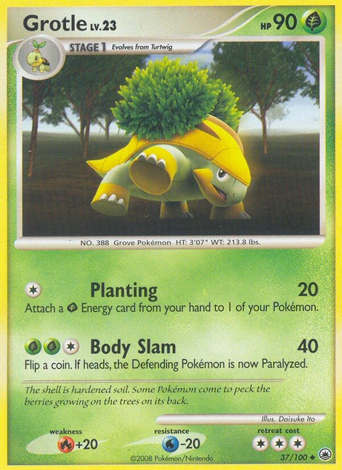 Grotle Pokémon card from Majestic Dawn, number 37 (Standard print)