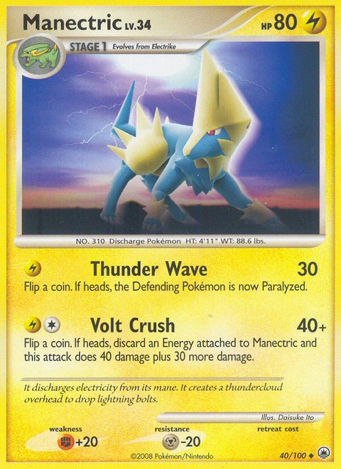 Manectric Pokémon card from Majestic Dawn, number 40 (Standard print)