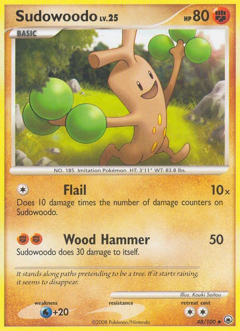Sudowoodo Pokémon card from Majestic Dawn, number 48 (Standard print)
